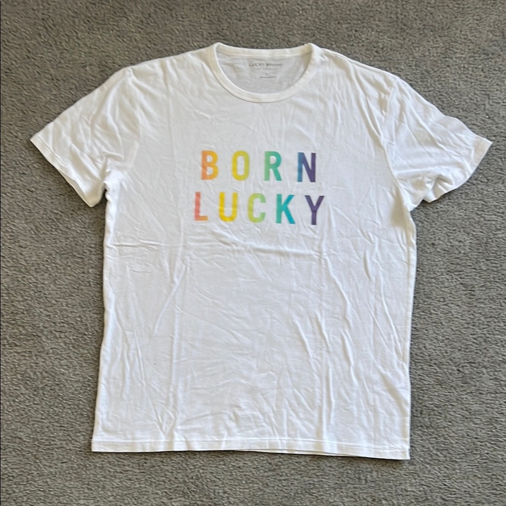 Born Lucky White T-Shirt